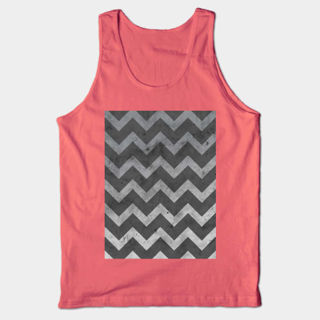 Gray white vintage chevron pattern lines retro distressed Tank Top by PLdesign